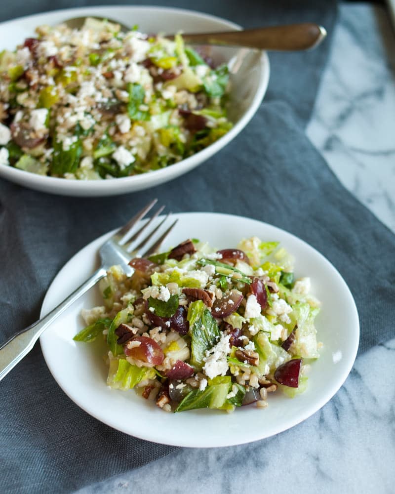 Chopped Brown Rice Salad with Grapes and Pecans