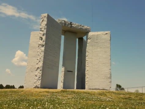 The Georgia Guidestones before they were damaged in an apparent explosion this morning (Paul Milliken Fox 5)