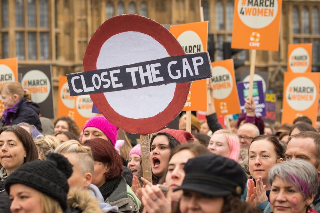 London demo: Protesters take part in the March4Women in Westminster (PA)