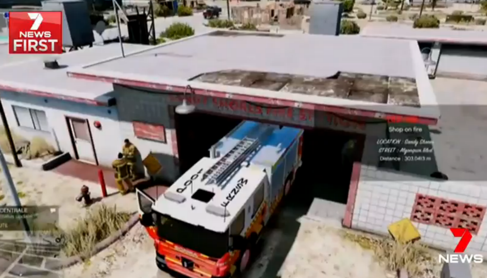 The game also features images of fire trucks. Source: 7 News