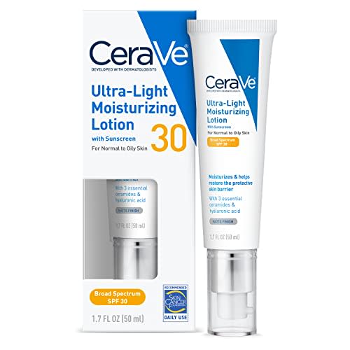 CeraVe Moisturizing Lotion SPF 30| Sunscreen and Face Moisturizer with Hyaluronic Acid & Ceramides | Oil Free | 1.7 Ounce