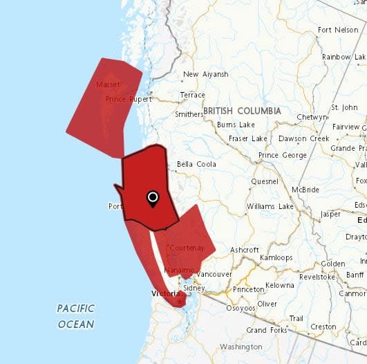 A wind warning has been issued for B.C.'s coast on Wednesday, Dec. 27, 2023.