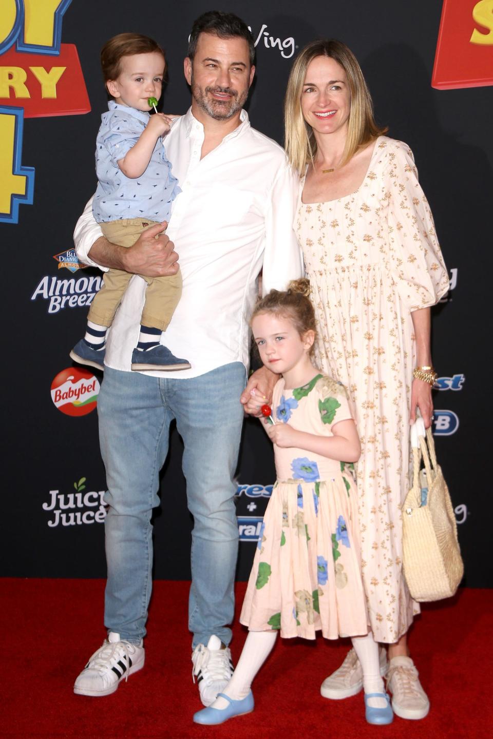 Jimmy Kimmel was one of the stars to bring his kids, toting Billy and Jane with wife Molly McNearney.