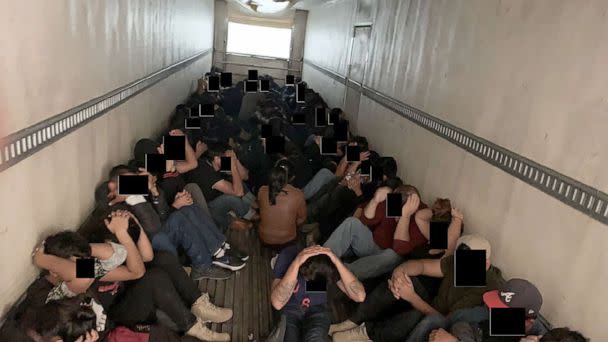 PHOTO: 81 migrants in the back of a tractor trailer are seen in an handout from DOJ.   (United States Department of Justice)