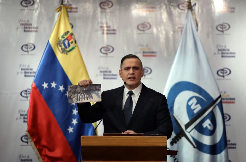 Venezuela's chief prosecutor Tarek William Saab holds a news conference in Caracas