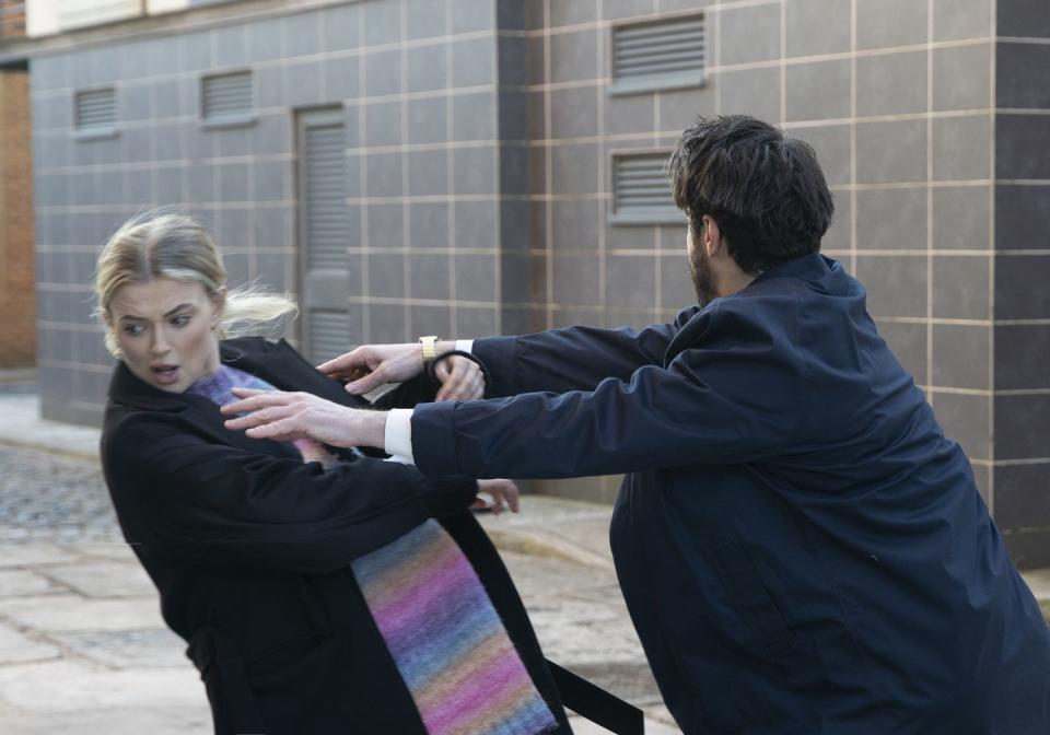 embargo 3 march 0001 adam barlow hit by car in coronation street