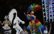 Brazilian dancers perform during the closing ceremony of the London 2012 Paralympic Games at the Olympic Stadium in east London on September 9, 2012. AFP PHOTO / ADRIAN DENNIS (Photo credit should read ADRIAN DENNIS/AFP/GettyImages)