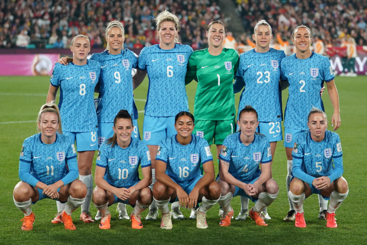 SYDNEY, AUSTRALIA - AUGUST 20: England line up  during the FIFA Women's World Cup Australia & New Zealand 2023 Final match between Spain and England at Stadium Australia on August 20, 2023 in Sydney, Australia. (Photo by Stephanie Meek - CameraSport via Getty Images)