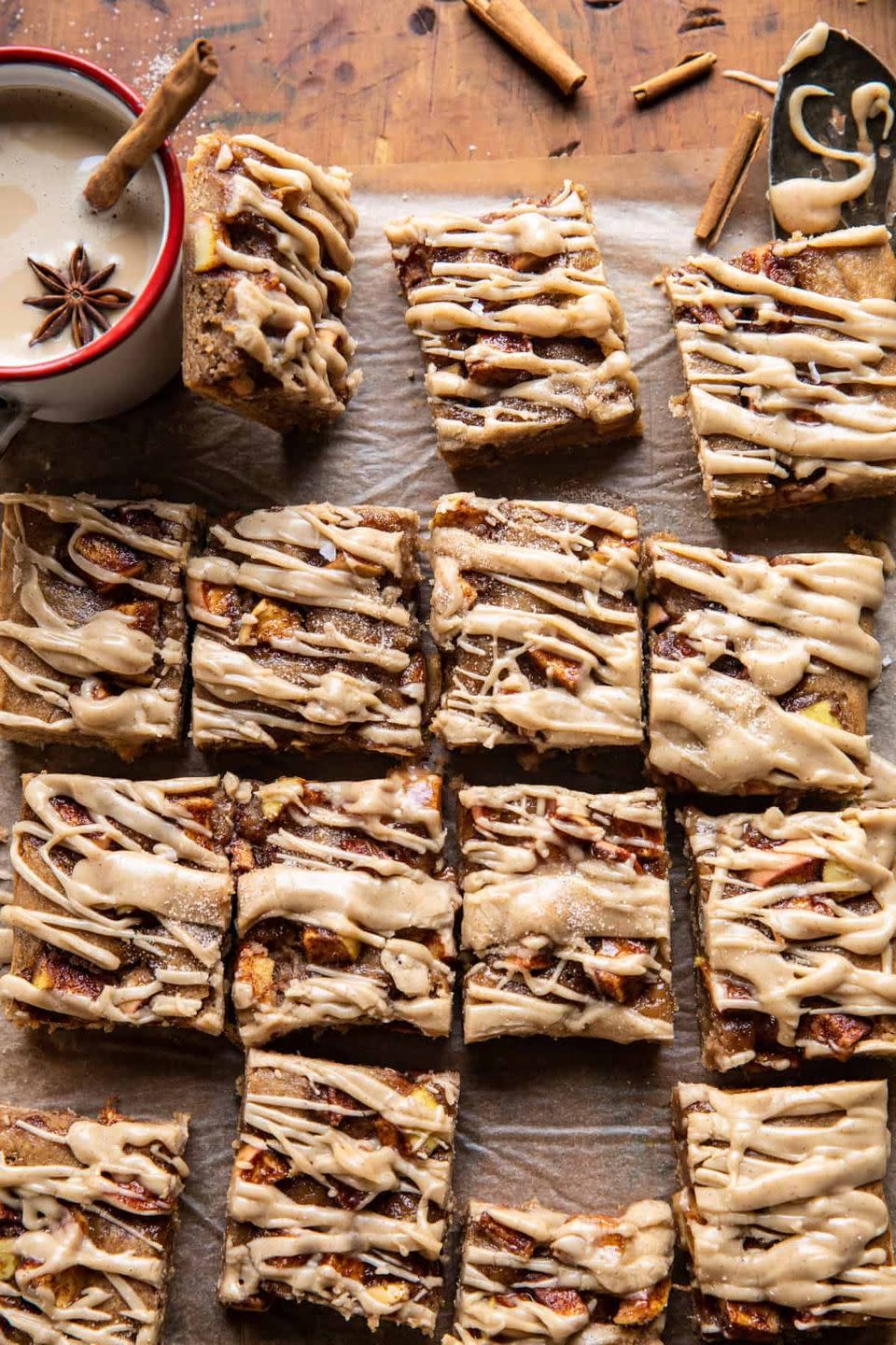 Brown Butter Apple Blondies with Cinnamon Maple Glaze