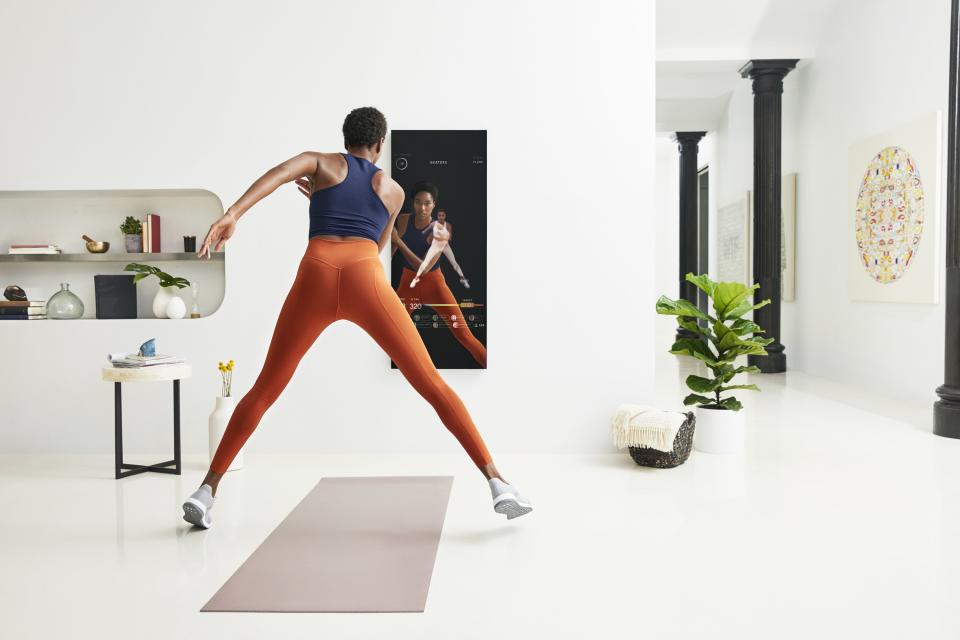 Mirror, the workout streaming device that reflects, so you can watch yourself and a trainer simultaneously.
