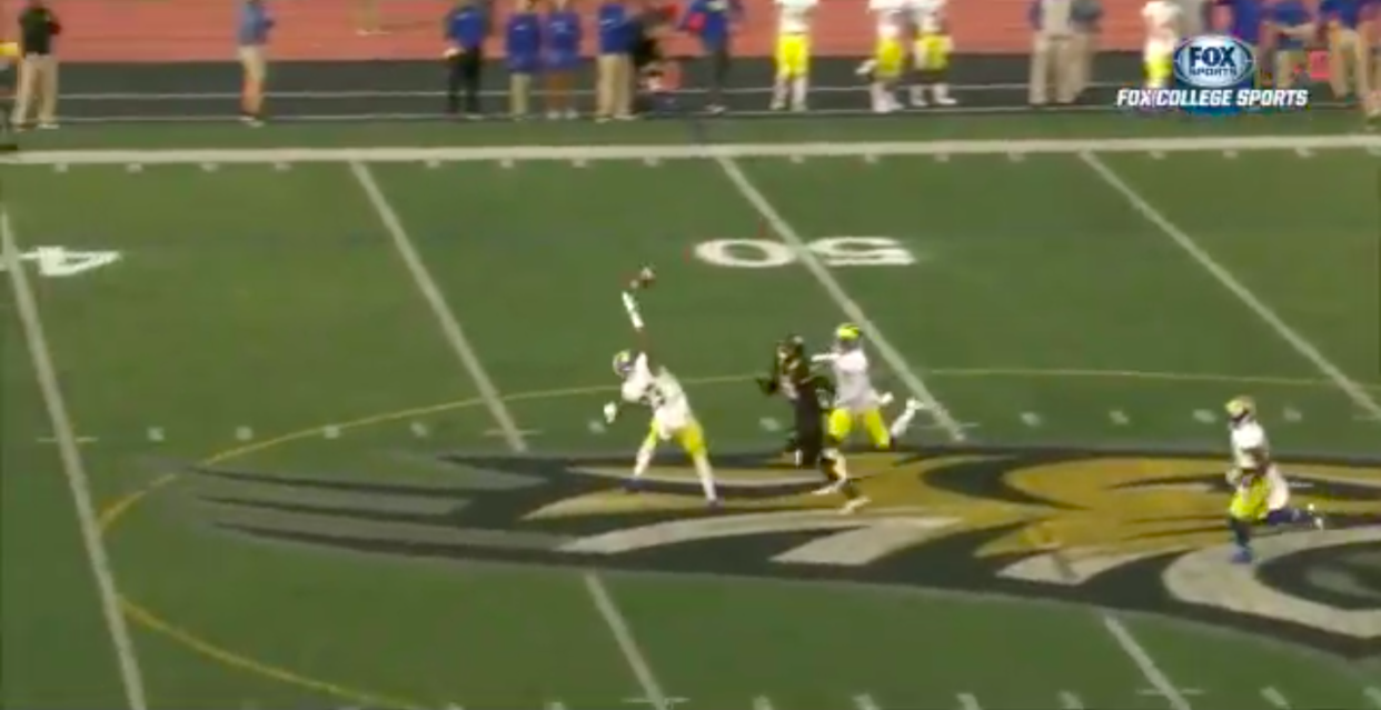 Delaware’s Nasir Adderley had an insane one-handed interception against Towson. (Via FOX Sports)