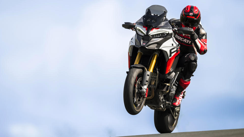 Riding the Ducati Multistrada V4 RS motorcycle.
