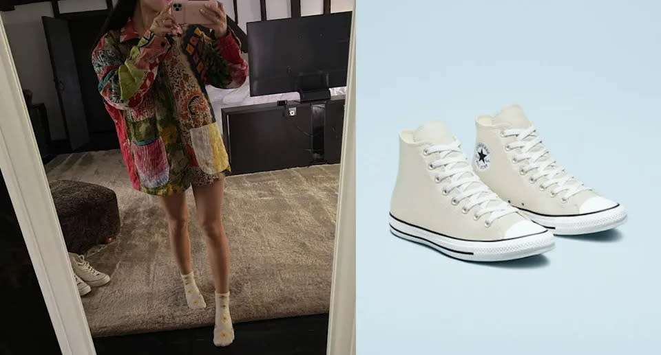 Ariana Grande posó con un par de botines Converse All Star para una selfi (Imágenes a través de Instagram / ArianaGrande, Converse).