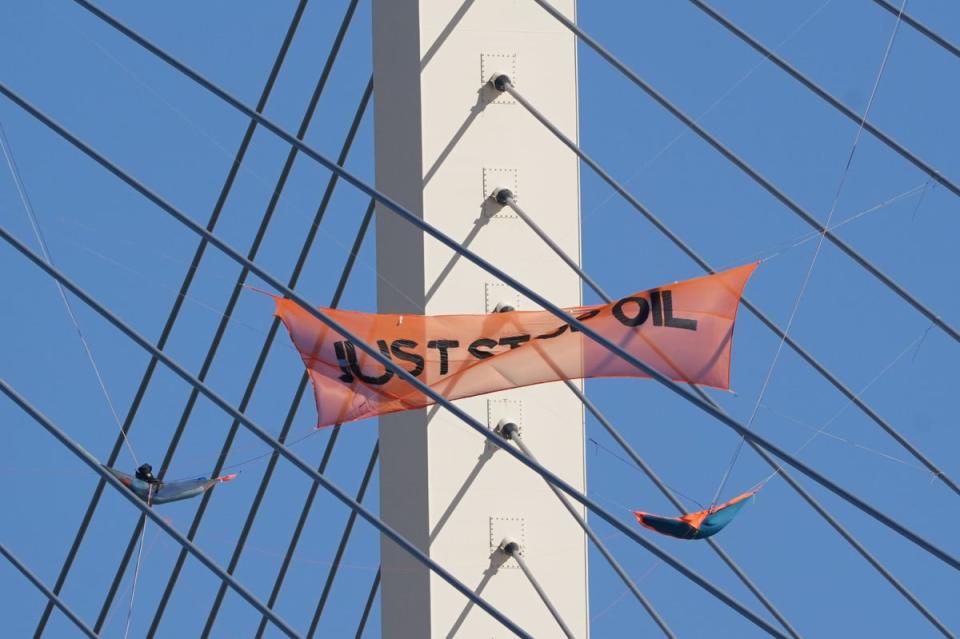 Just Stop Oil protested on the Queen Elizabeth II Bridge (PA)