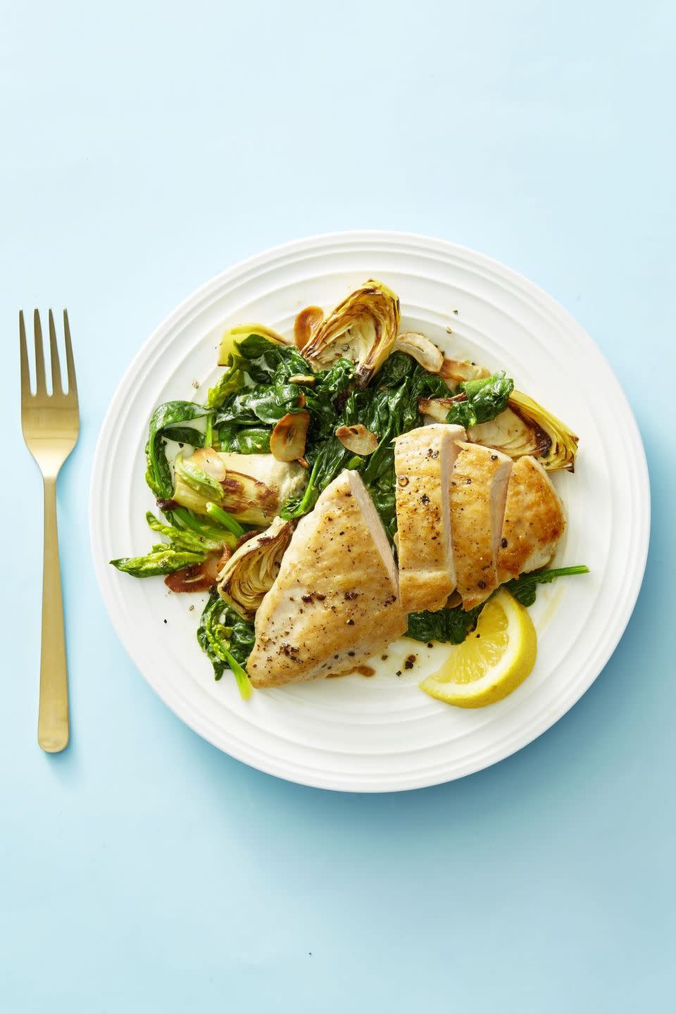 Chicken With Creamy Spinach and Artichokes