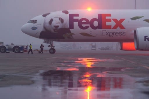 A FedEx Boeing 777 aircraft taxis on the runway carrying two giant pandas bound for France at Chengdu airport, on January 15. Yuan Zi and Huan Huan left early Sunday to their new home at the Beauval zoo in France