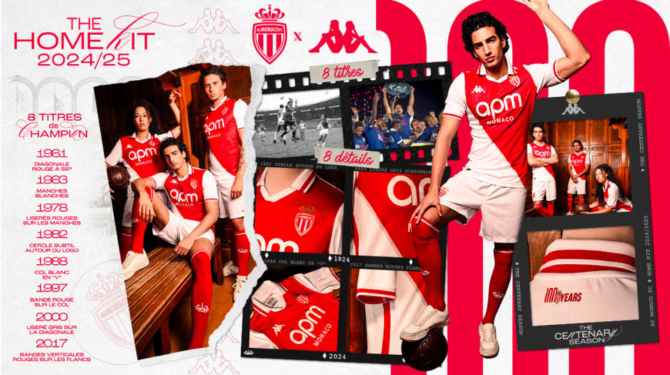 AS Monaco unveil its new home kit for the Centenary season