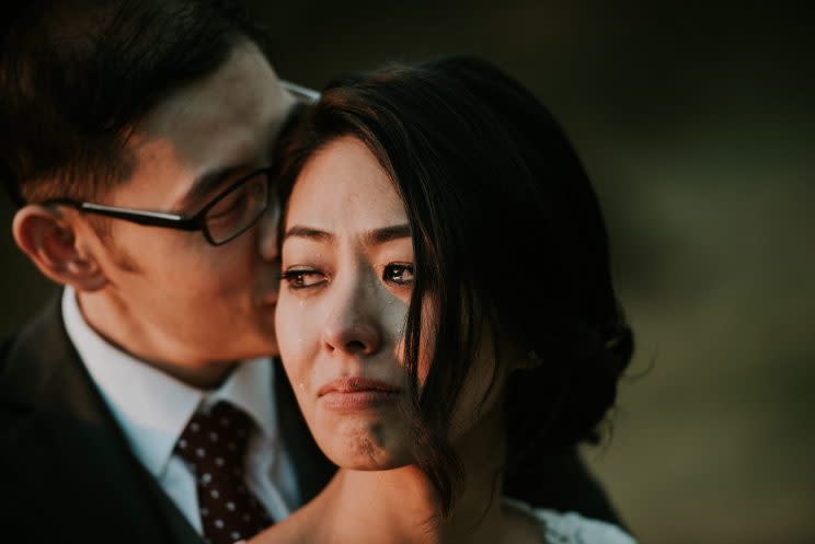 A photo of a newly married couple engaged in an intimate moment, has gone viral. (Photo: Facebook/James Day Photography)