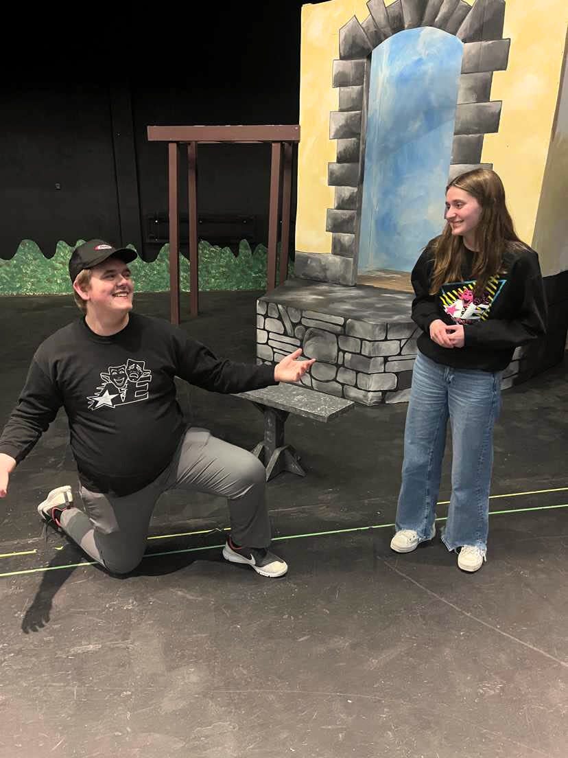 Joey Thowless and Claire Altmann rehearse for Appleton East High School's production of Shakespeare’s “Much Ado About Nothing,” opening April 18.