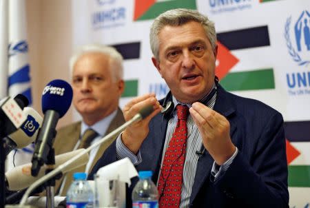 U.N. High Commissioner for Refugees Filippo Grandi speaks during a news conference in Amman, Jordan, October 24, 2016. REUTERS/Muhammad Hamed