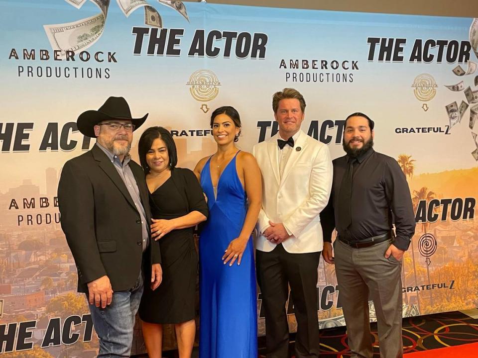 Amber and Richard Blake (center) at the world premiere of “The Actor” in Fort Worth on April 6, 2024. Brayden Garcia/bgarcia@star-telegram.com