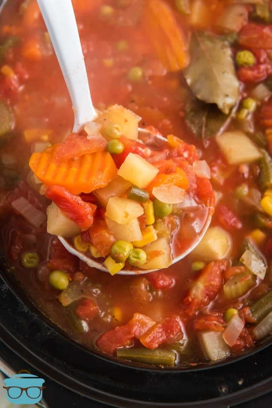 <p>The Country Cook</p><p>A classic recipe for vegetable soup but easily made in the slow cooker. Just add some breadsticks and dinner is served.</p><p><strong>Get the Recipe: <a href="https://www.thecountrycook.net/crock-pot-vegetable-soup/" rel="nofollow noopener" target="_blank" data-ylk="slk:Crock Pot Vegetable Soup;elm:context_link;itc:0;sec:content-canvas" class="link rapid-noclick-resp">Crock Pot Vegetable Soup</a></strong></p>