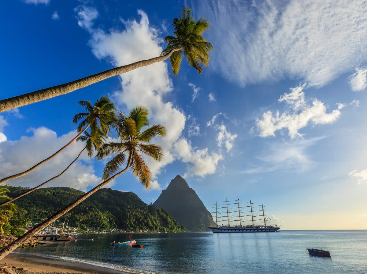 Soufriere Bay,  with Petit Piton in the background (Getty)