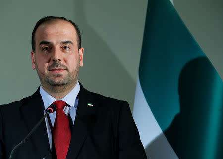 Nasr al-Hariri, Head of the Syrian High Negotiations Committee (HNC), attends a news conference before the opening of Intra Syria talks in Geneva, Switzerland November 27, 2017. REUTERS/Denis Balibouse