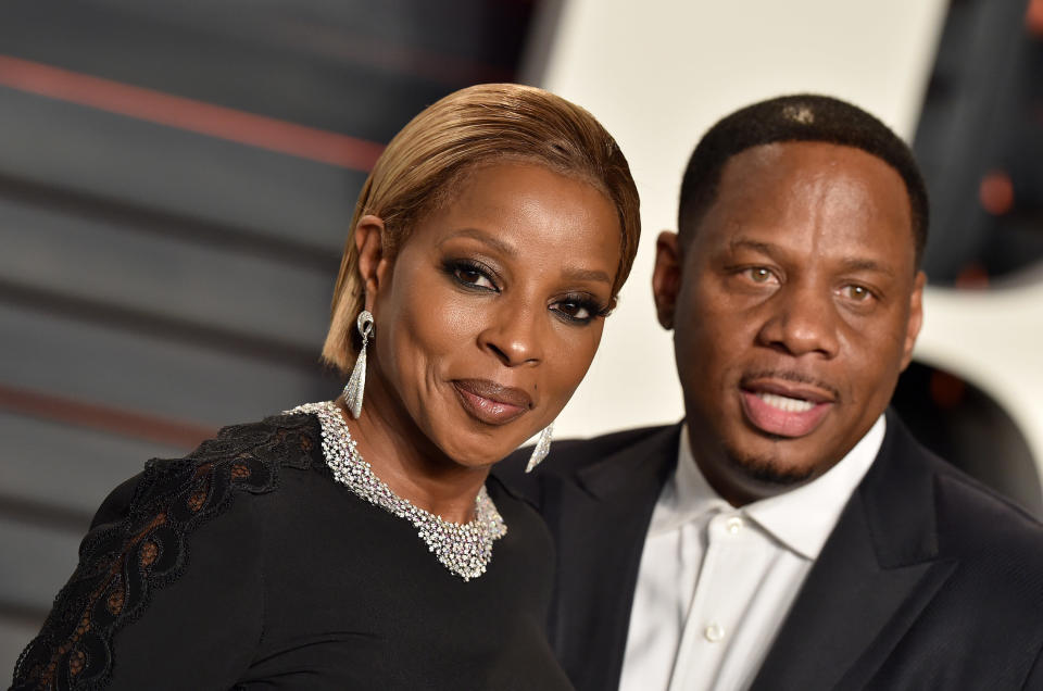 Singer-songwriter Mary J. Blige and Kendu Isaacs at the 2016 Vanity Fair Oscar Party. (Photo: Axelle/Bauer-Griffin via Getty Images)
