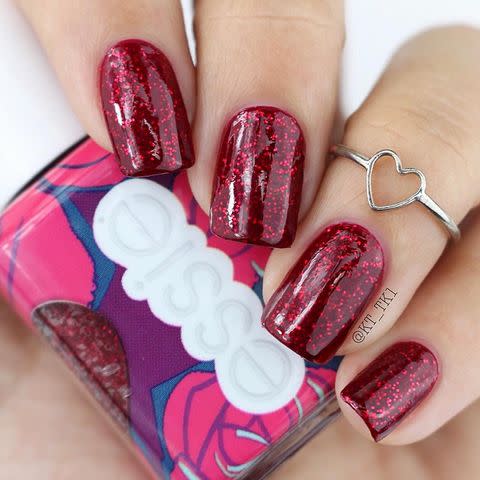 <p>Glitter is an easy way to elevate a plain manicure. Keep it all in the same color family for a dynamic red nail. </p><p><strong>Try: Essie</strong> Nail Polish in Roses Are Red, $9, <a href="https://www.essie.com/nail-polish/enamel/reds/roses-are-red" rel="nofollow noopener" target="_blank" data-ylk="slk:essie.com;elm:context_link;itc:0;sec:content-canvas" class="link ">essie.com</a>. <a class="link " href="https://www.essie.com/nail-polish/enamel/reds/roses-are-red" rel="nofollow noopener" target="_blank" data-ylk="slk:SHOP;elm:context_link;itc:0;sec:content-canvas">SHOP</a></p><p><a href="https://www.instagram.com/p/BtBvSctHEHm/" rel="nofollow noopener" target="_blank" data-ylk="slk:See the original post on Instagram;elm:context_link;itc:0;sec:content-canvas" class="link ">See the original post on Instagram</a></p>