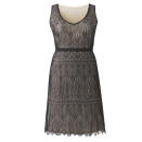 <b>Top 50 Christmas Party Dresses:</b> Patterned dress, £63 <a href="http://www.simplybe.co.uk/shop/vintage-lace-flapper-dress/qg281/product/details/show.action?pdBoUid=6431#colour:NUDE/BLACK,size:" rel="nofollow noopener" target="_blank" data-ylk="slk:Simply Be.;elm:context_link;itc:0;sec:content-canvas" class="link ">Simply Be.</a>