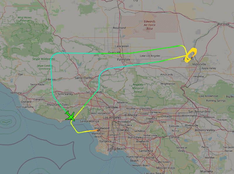 N154TS's run between LAX and the Southern California Logistics Airport on January 24. <em>ADS-B Exchange</em>