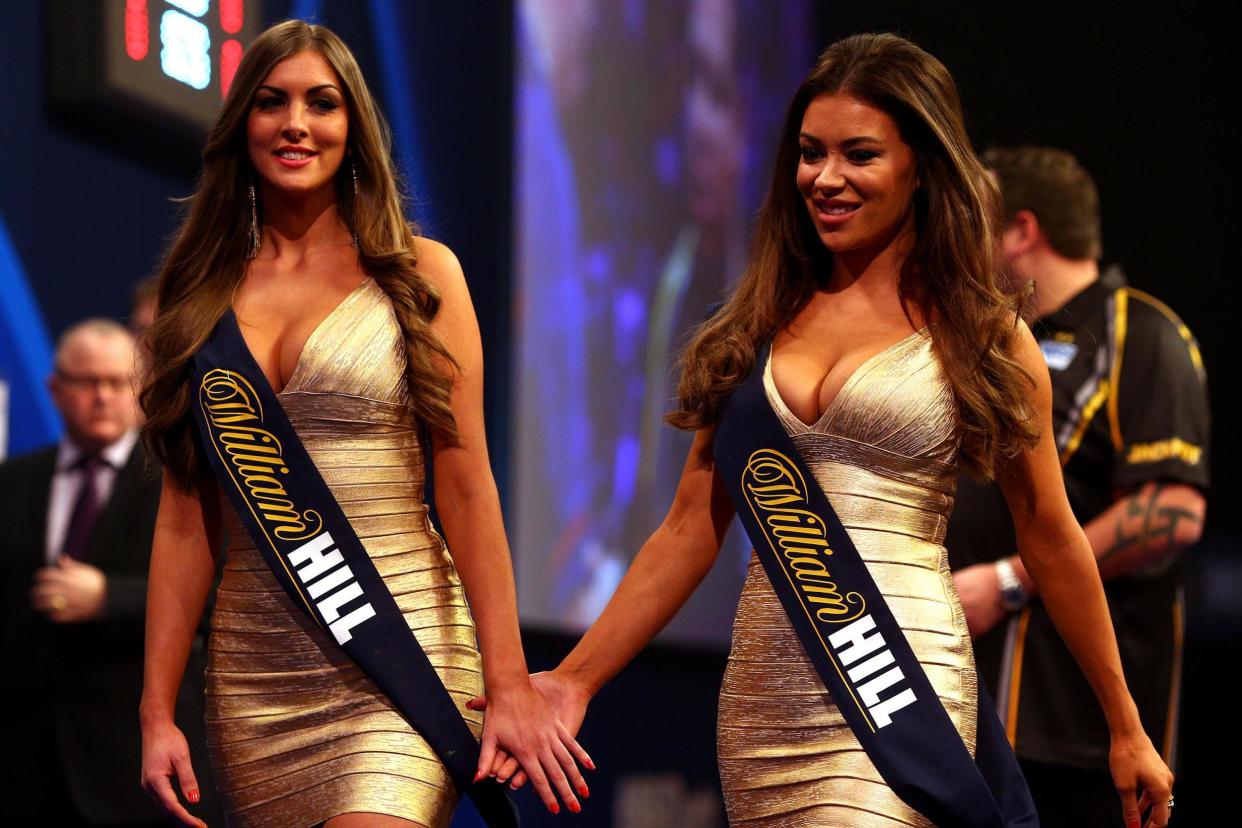 The walk-on girls at a previous PDC Worlds Darts Championships event: Getty Images