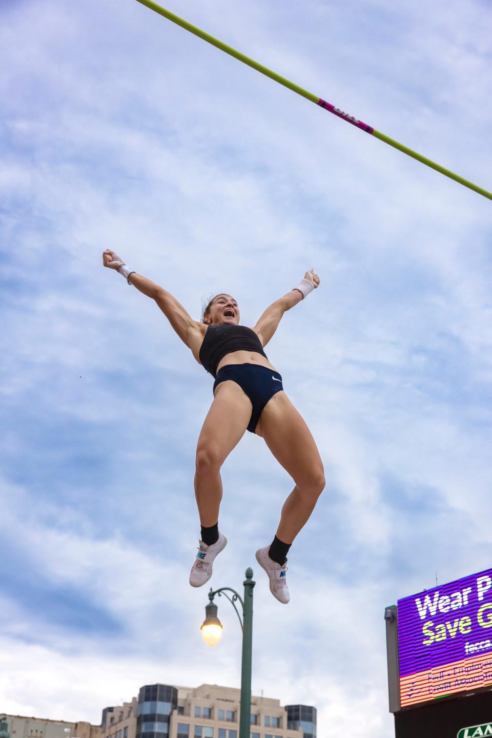 Athlete Bridget Williams wins the Ed Murphey Classic pole vault competition by vaulting 15 feet, 1 inches on Saturday July 30, 2022