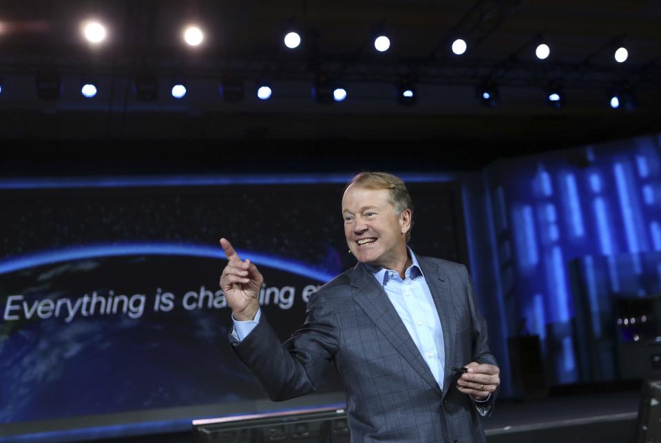 Cisco CEO John Chambers gestures to the audience during his keynote speech at the annual Consumer Electronics Show (CES) in Las Vegas