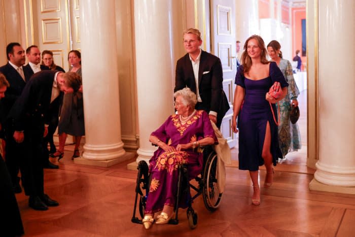 Ingrid y Sverre Magnus de Noruega en el cumpleaños de sus padres