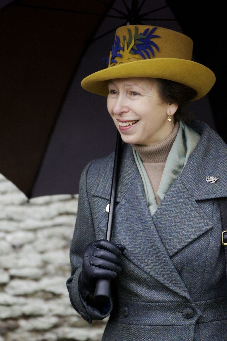 <p>During another Christmas Day downpour, Princess Anne came prepared.</p>