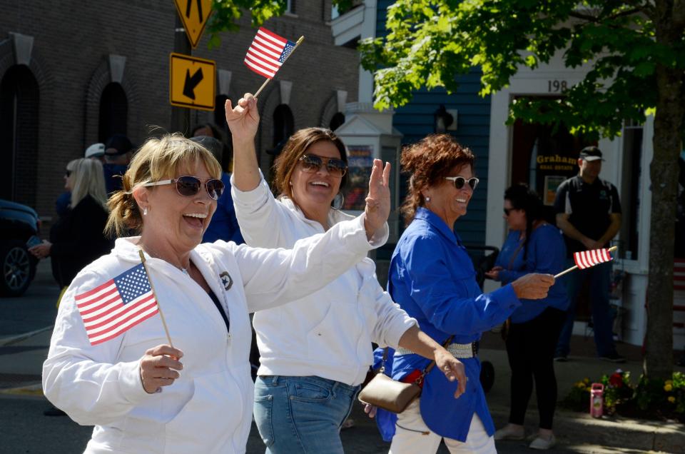 Members of the American Legion Post 281 Auxiliary march in the Harbor Springs Memorial Day parade on Monday, May 29, 2023.