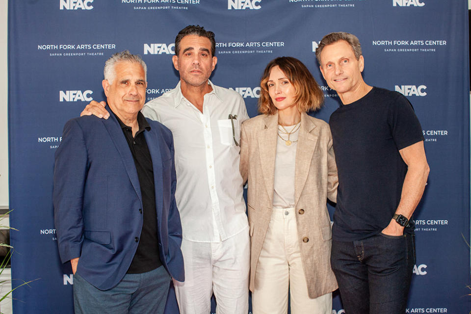 Tony Spiridakis, stars Bobby Cannavale, Rose Byrne, and director Tony Goldwyn at Ezra Premiere Screening at NFAC Greenport Theater