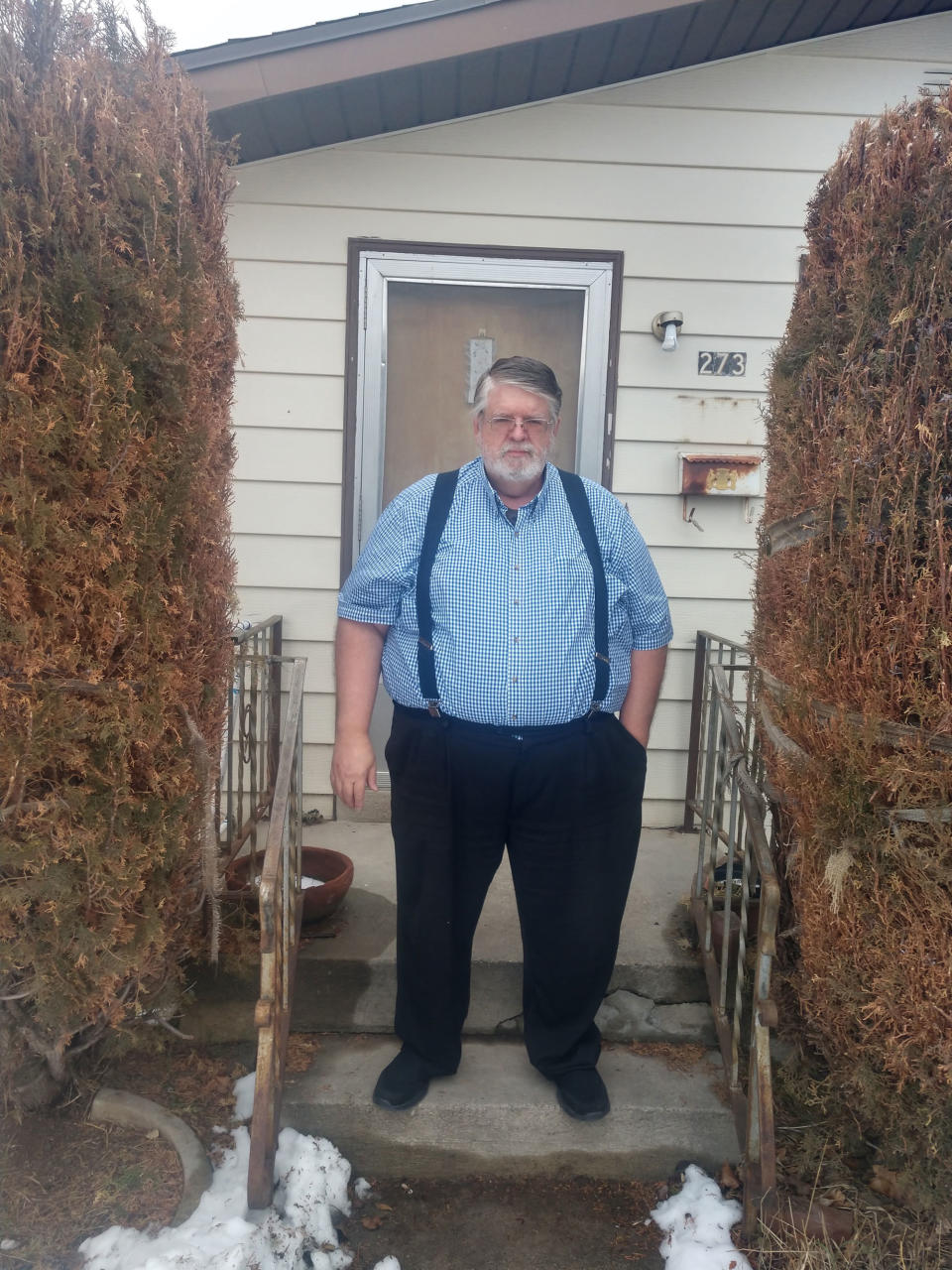 Furloughed IRS employee Brent Reeve stands in front of his home. He says that this is "wearing him out physically." (Photo: Brent Reeve)