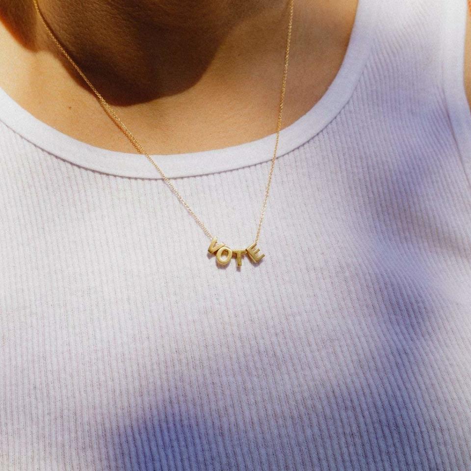 Larissa Loden Vote Necklace in 24k Gold (Photo: Amazon)