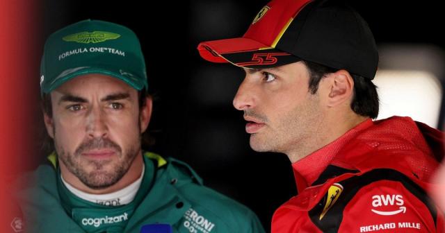 Fernando Alonso and Carlos Sainz, neither happy. Australia April 2023 Credit: Alamy