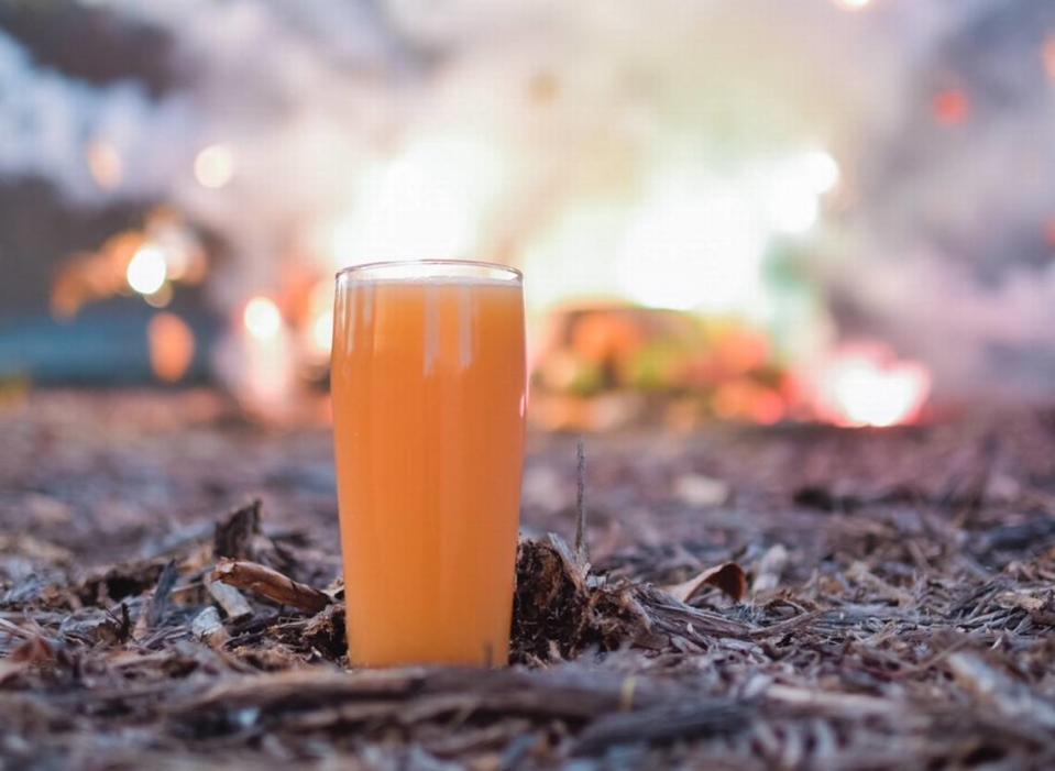 Fireworks burst behind the brewery’s now-sold-out-“OMGose,” an orange, mango, guava Gose.