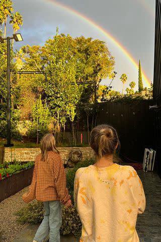 <p>Instagram</p> Dax Shepard shows off the garden while capturing a photo of a double rainbow