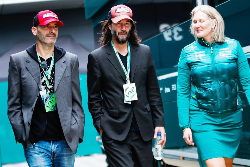 Formula One British Grand Prix at Silverstone Circuit on 02/07/2022, in Silverstone, Great Britain. Photo by Zak Mauger/Motorsport Images. * Editorial use only to German and UK newspapers and non-motor racing or automotive publications or digital platforms. * Pictured: Keanu Reeves Ref: SPL5323479 020722 NON-EXCLUSIVE Picture by: Motorsport Images / SplashNews.com Splash News and Pictures USA: +1 310-525-5808 London: +44 (0)20 8126 1009 Berlin: +49 175 3764 166 photodesk@splashnews.com Germany Rights, United Kingdom Rights