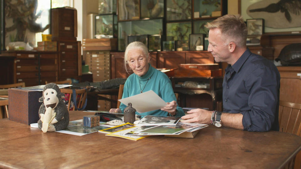 Naturalist Jane Goodall with correspondent Seth Doane.  / Credit: CBS News