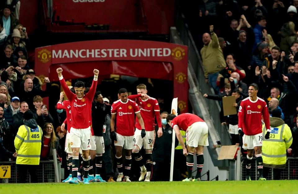 United celebrated their late win (Zac Goodwin/PA) (PA Wire)