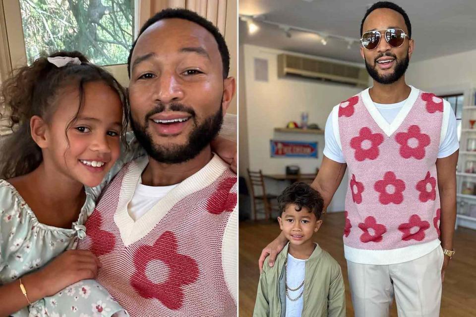 <p>John Legend/Instagram (2)</p> John Legend with daughter Luna and son Miles in the Berkshires