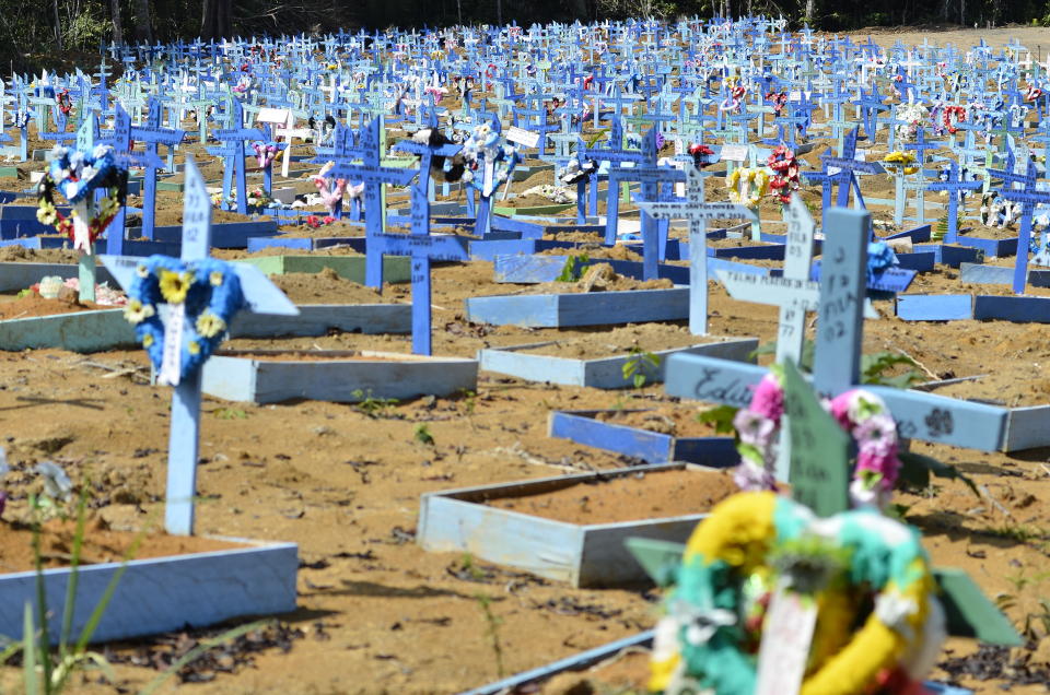 AMAZONAS, BRAZIL - OCTOBER 03: A view of Taruman Park Cemetery used to bury coronavirus (Covid-19) victims is seen as death toll rises due to the pandemic in Manaus, Amazonas, Brazil on October 03, 2020. (Photo by Junio Matos/Anadolu Agency via Getty Images)