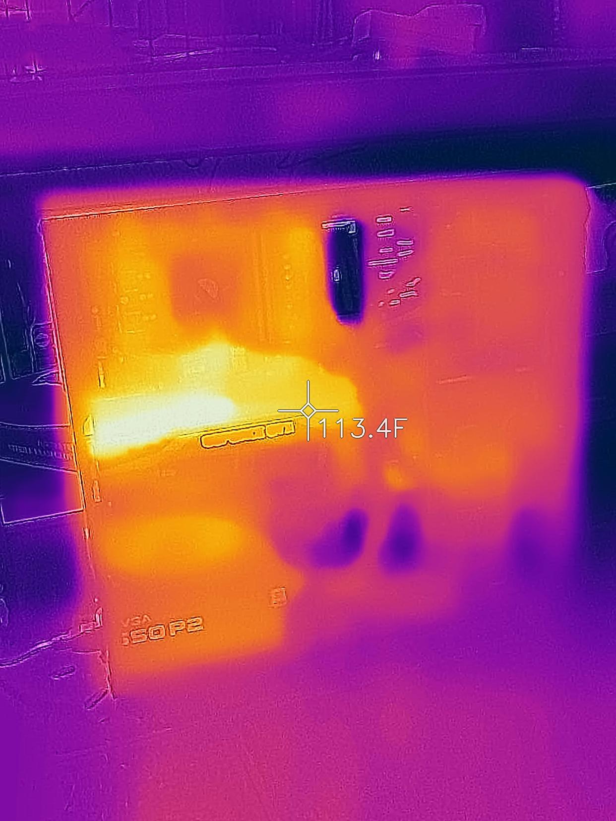 Thermal camera image showing the heat generated by a computer with an NVIDIA 1070 graphics card engaged in the mining of cryptocurrency including Bitcoin, San Ramon, California, October 17, 2019. (Photo by Smith Collection/Gado/Getty Images)